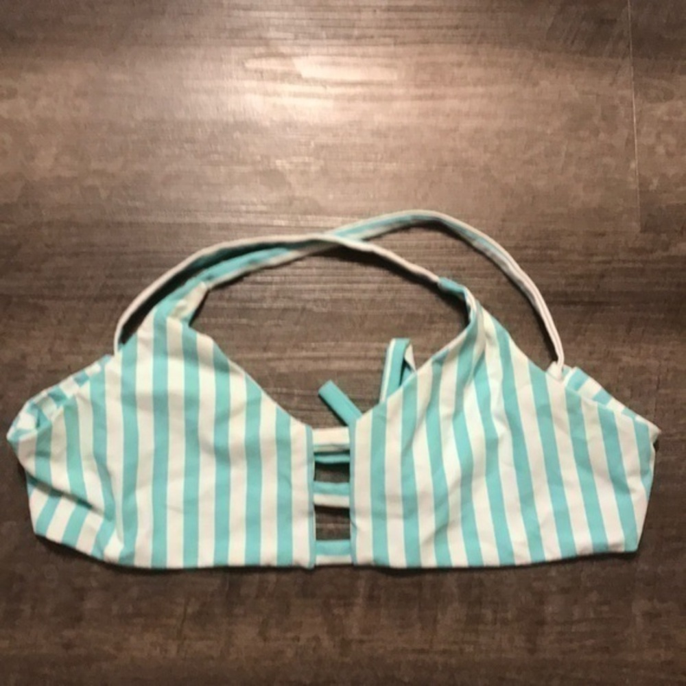 Zaful bikini top aqua stripe